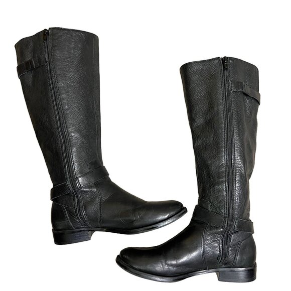 Arturo Chiang Women's Boots Black Leather Chrome Buckle Straps Riding  Size 7.5W - Picture 5 of 11